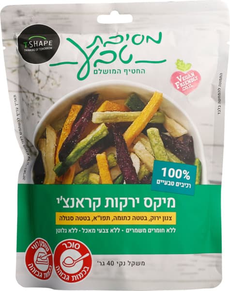 מסיבת טבע  חטיף מיקס ירקות מקלות 40 גרם