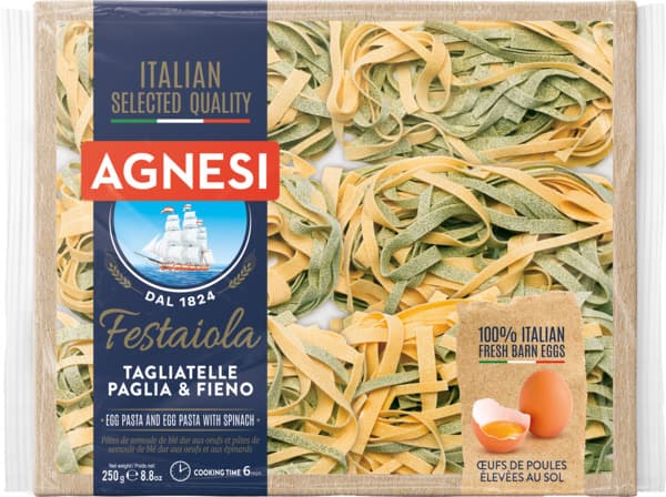פסטה ביצים ותרד 250 גר Agnesi