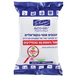 אלכו-ג'ל פארמה וויפס מגבונים אנטי-בקטריאליים לחיטוי של משטחים ואביזרים- 70% אלכוהול
