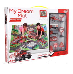 שטיח פעילות תחנת כיבוי אש כולל 4 רכבים מתכת כולל אביזרים