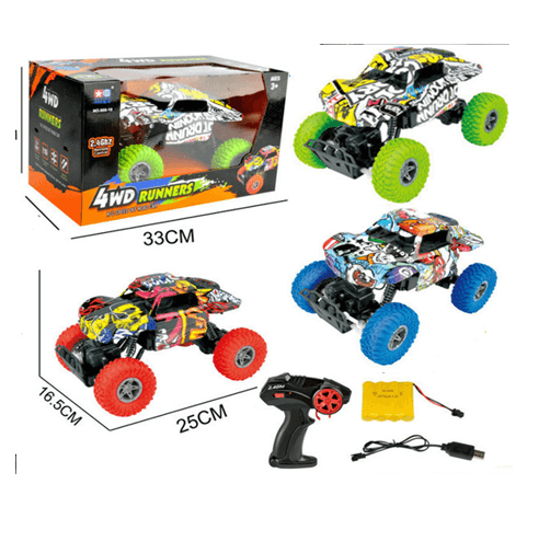 באגי שלט גרפיטי מטפס בשטח 4 כיוונים גודל 25 ס"מ מהירות 15 קמ"ש כולל אורות מטען USB ובטריות נטענות