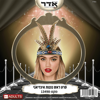 סרט ראש 6 נוצות עם יהלום לאינדיאנית
