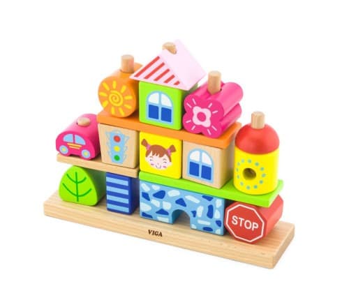 ויגה השחלת קוביות עץ עירוניות לבית