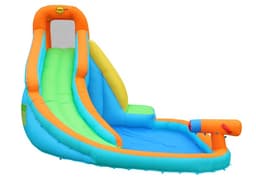 מתקן מגלשת מים מתנפח עם קיר טיפוס ותותח מים, הפי הופ, דגם 9117N