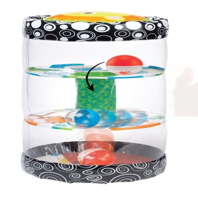 גלגלון פעילות ג'ונגל 2 ב-1 מעודד זחילה וצעצוע השחלת כדורים