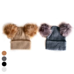 כובע מינק פונפונים