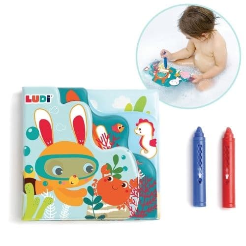 ספר משחק לאמבטיה עם צבעים