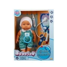 בובה צוחקת ובוכה עם אביזרי רפואה