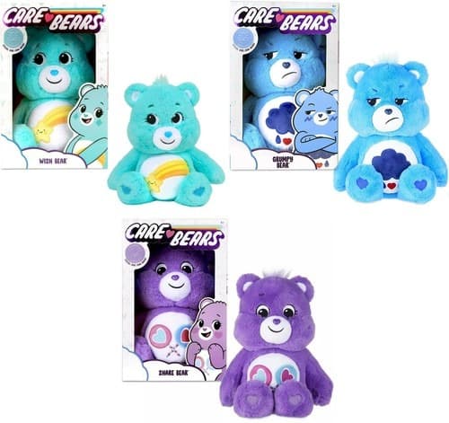 דובוני אכפת לי באריזה מהודרת 36 ס"מ - כחול/סגול/טורקיז