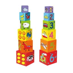 ויגה 6 קוביות עץ צבעוני