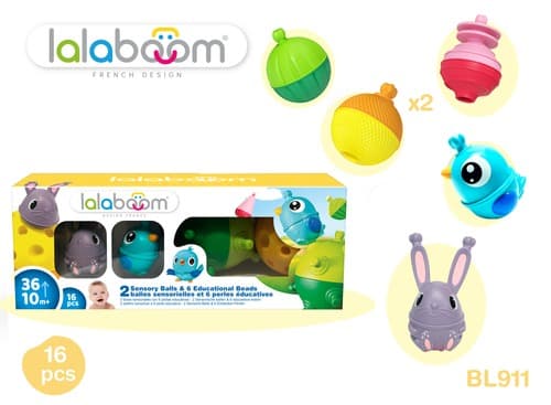 ללה בום חרוזי התפתחות וכדורים תחושתיים - 16 חלקים