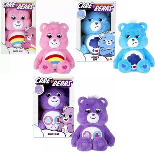 דובוני אכפת לי באריזה מהודרת 36 ס"מ - ורוד/כחול/סגול