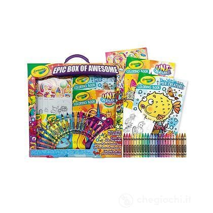 מארז 4 חוברות צביעה, 24 צבעי פסטל, מדבקות ועוד