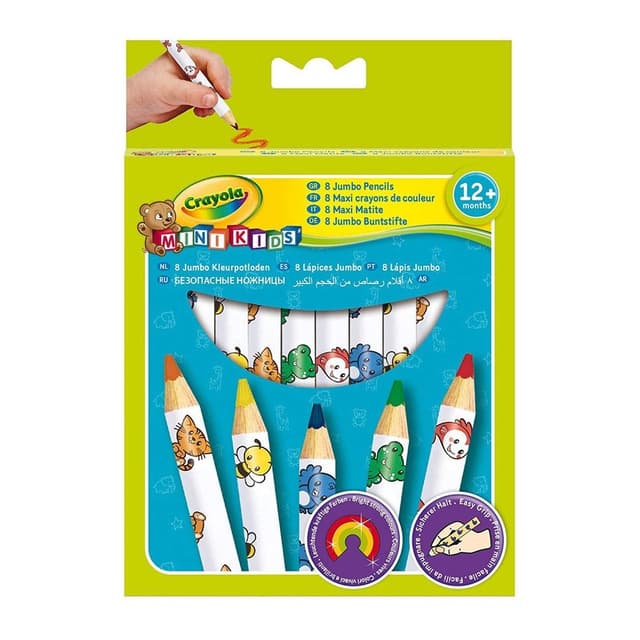 מיני קידס עפרונות צבעוניים עבים במיוחד 8 יח'