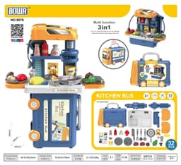 ערכת משחק מטבח במזוודת אוטובוס לנשיאה