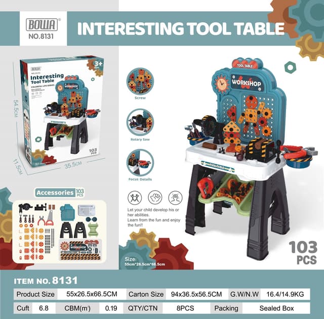 שולחן פעילות סדנת כלי עבודה 103 חלקים