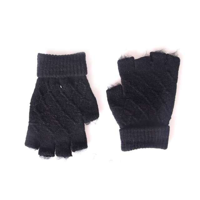 כפפות חצי סרוג מעויינים שחור (גבר)