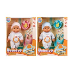 בובה עם סינר, מוצץ וכלי אוכל, שני צבעים SUNMAN
