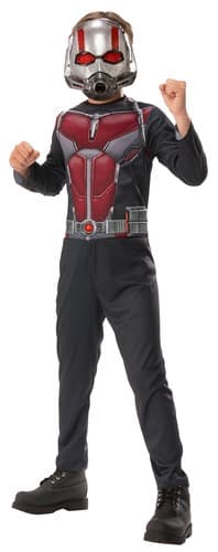 אנטמן [מידה S גיל 4-6 שנים] כולל אוברול עם חזה מודפס ומסכת פלסטיק קשיחה