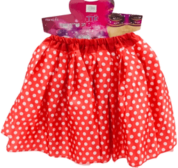 חצאית טוטו מפוארת 3 שכבות 40 ס"מ אדום נקודות לבנות עם כארד וקולב