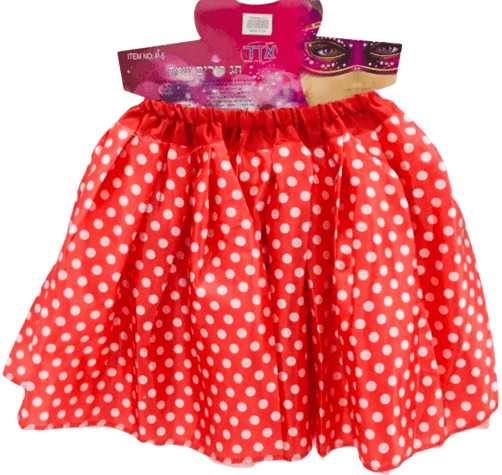 חצאית טוטו מפוארת 3 שכבות 40 ס"מ אדום נקודות לבנות עם כארד וקולב