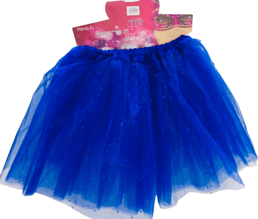 חצאית טוטו 40 ס"מ 3 שכבות כחול נצנצים עם כארד וקולב
