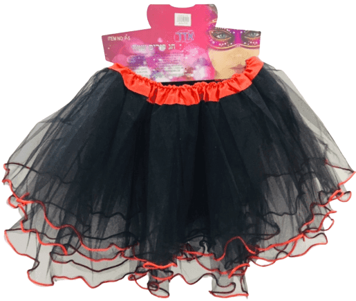 חצאית 3 שכבות מפוארת שחורה מדורגת עם גימור 40 ס"מ עם כארד וקולב