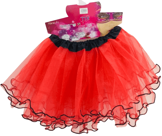 חצאית 3 שכבות מפוארת אדומה מדורגת עם גימור 40 ס"מ עם כארד וקולב