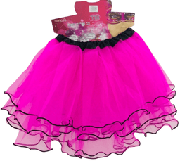 חצאית 3 שכבות מפוארת ורודה מדורגת עם גימור 40 ס"מ עם כארד וקולב