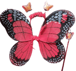 סט כנפי פרפר אדום כולל קשת ושרביט