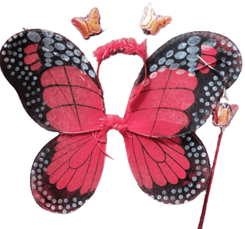 סט כנפי פרפר אדום כולל קשת ושרביט