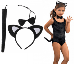 סט חתול 3 חלקים קשת זנב ופפיון