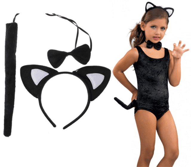 סט חתול 3 חלקים קשת זנב ופפיון