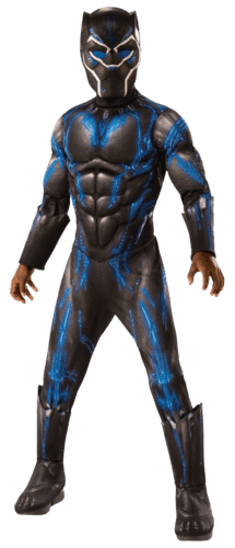 הפנתר השחור בחליפת קרב [מידה S גיל 4-6 שנים] כולל אוברול שרירי מהודר עם כיסויי מגף ומסכת פלסטיק