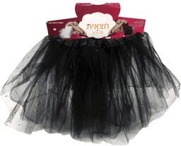 חצאית טוטו 40 ס"מ 3 שכבות שחור נצנצים עם כארד וקולב