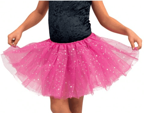 חצאית טוטו 40 ס"מ 3 שכבות ורוד פוקסיה נצנצים עם כארד וקולב
