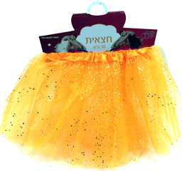 חצאית טוטו 40 ס"מ 3 שכבות כתום נצנצים עם כארד וקולב