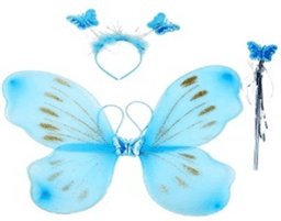 סט כנפיים פרפר תכלת כולל קשת ושרביט