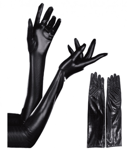 זוג כפפות ארוכות 38 ס"מ חלקות שחור לייקרה