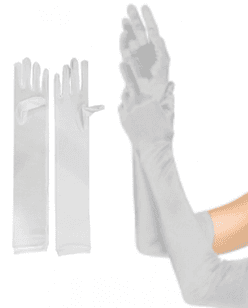 זוג כפפות לבנות ארוכות 38 ס"מ חלקות