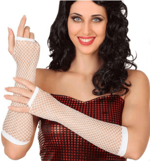 זוג כפפות רשת ארוך לבן