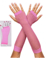 זוג כפפות רשת ארוך ורוד