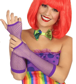 זוג כפפות רשת ארוך סגול