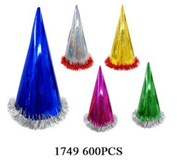 כובע ליצן קונוס 27 ס"מ מיקס 6 צבעים