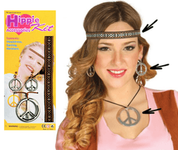 סט היפית סרט שיער שרשרת ועגילים