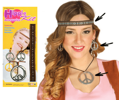 סט היפית סרט שיער שרשרת ועגילים