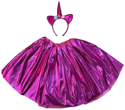 סט חד קרן ורוד כולל קשת וחצאית 2 שכבות מבריקה 40 ס"מ