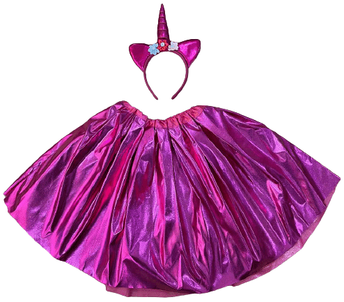 סט חד קרן ורוד כולל קשת וחצאית 2 שכבות מבריקה 40 ס"מ