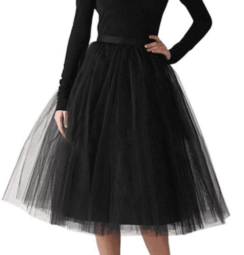 חצאית טוטו 70 ס"מ 3 שכבות 120 שחור עם כארד וקולב