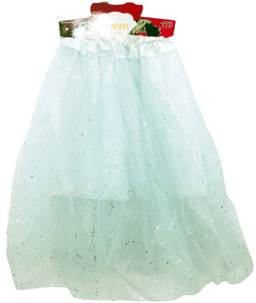 חצאית טוטו נצנצים מפוארת 3 שכבות 70 ס"מ לבן עם כארד וקולב